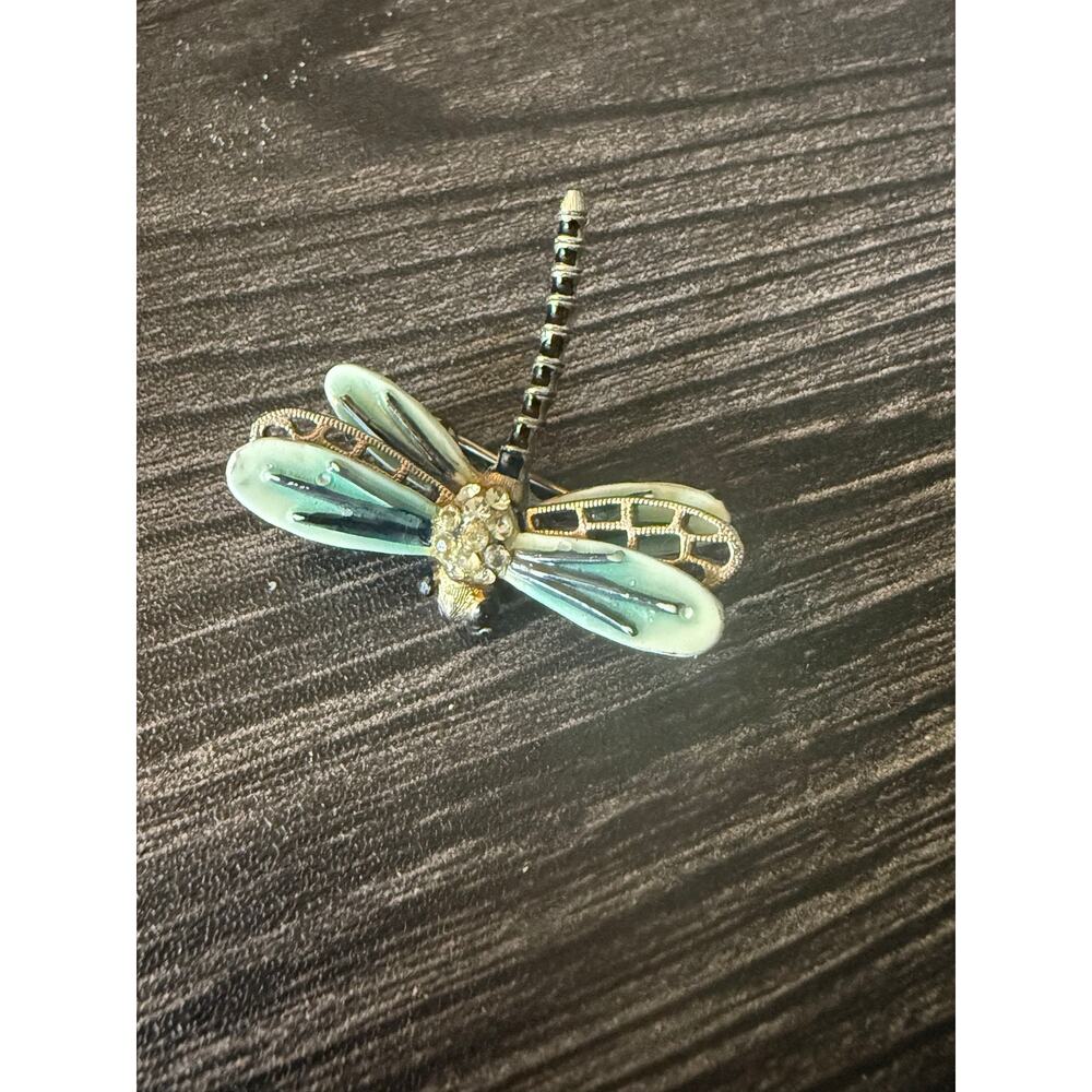 Vintage 1960s Capri Dragonfly Double-Wing Rhinestone Brooch
